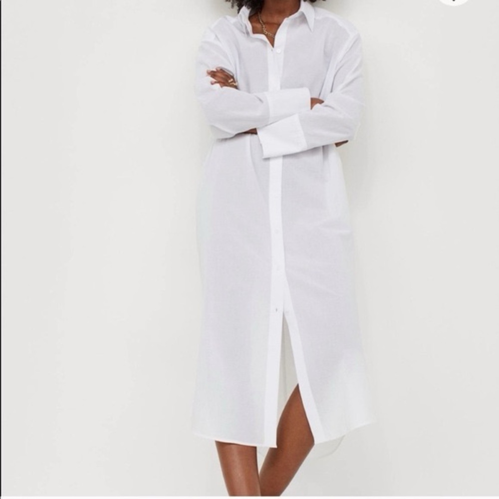 NWT H&M white long sleeve shirt dress